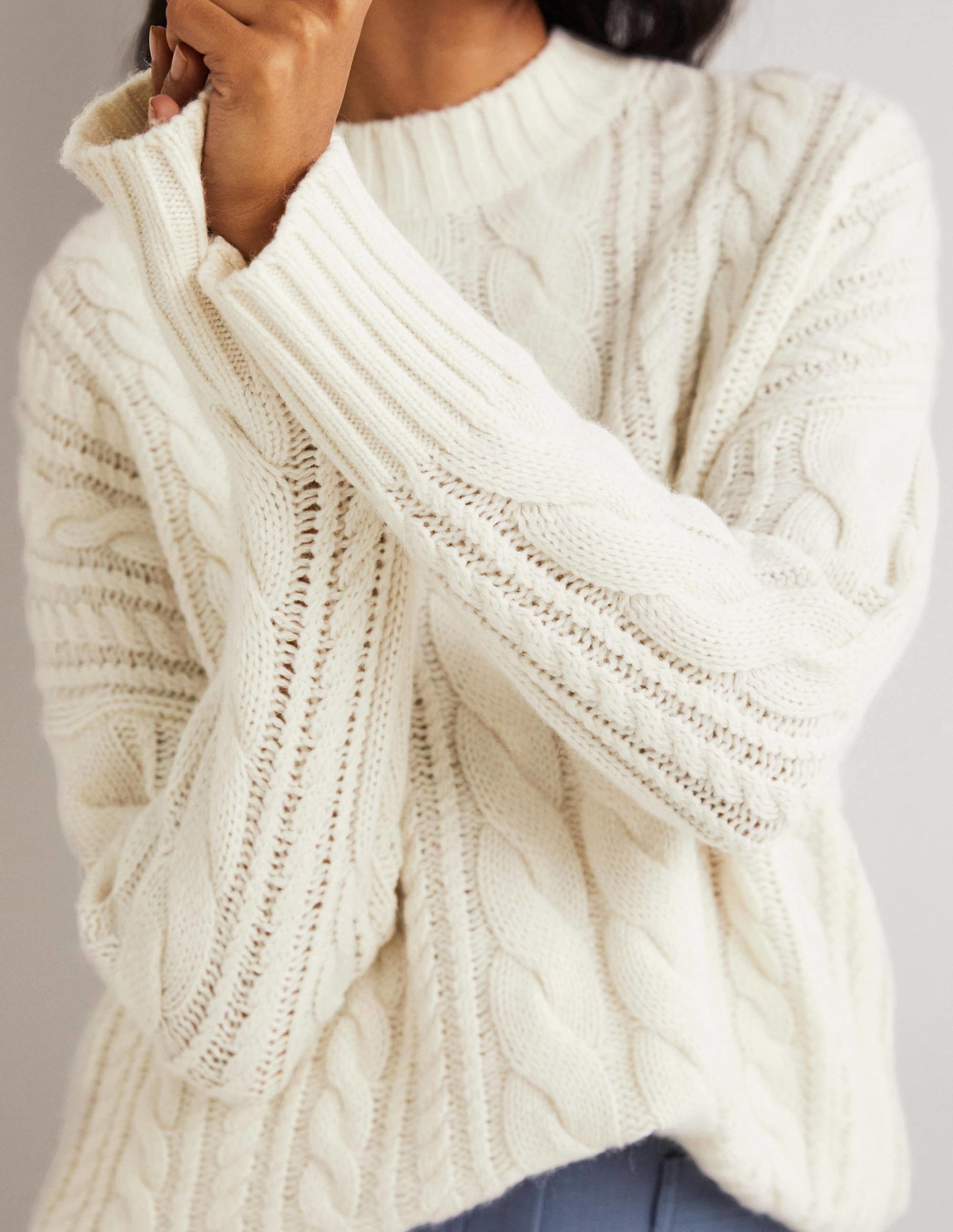 Pullover mit Zopfstrickmuster-Naturweiß-4