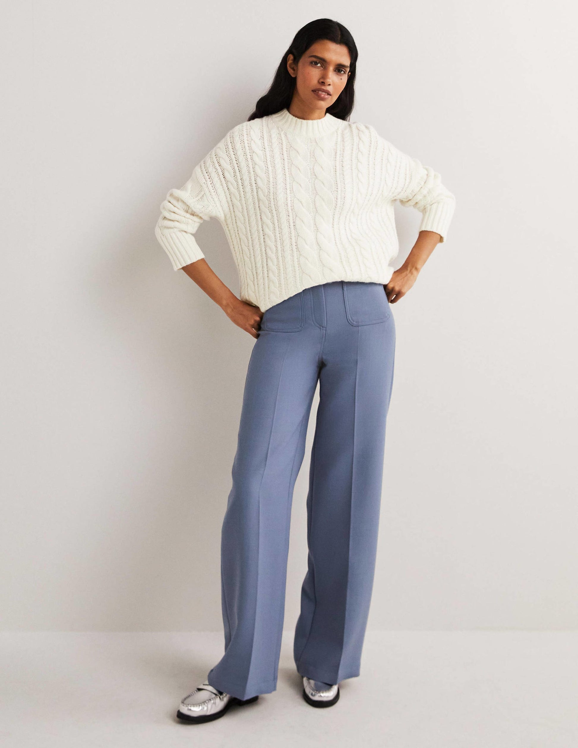 Pullover mit Zopfstrickmuster-Naturweiß-5