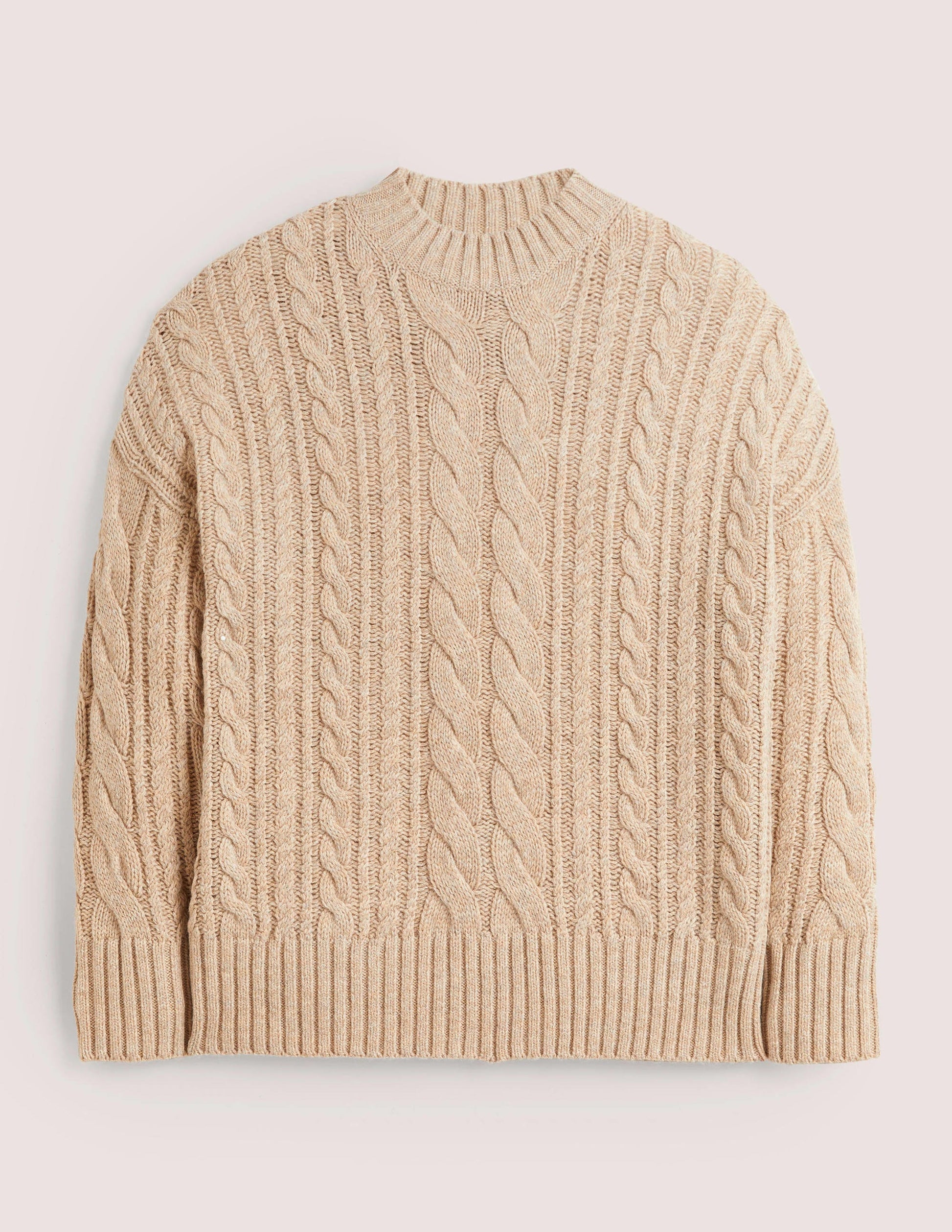 Pullover mit Zopfstrickmuster-Mausbraun Melange-6