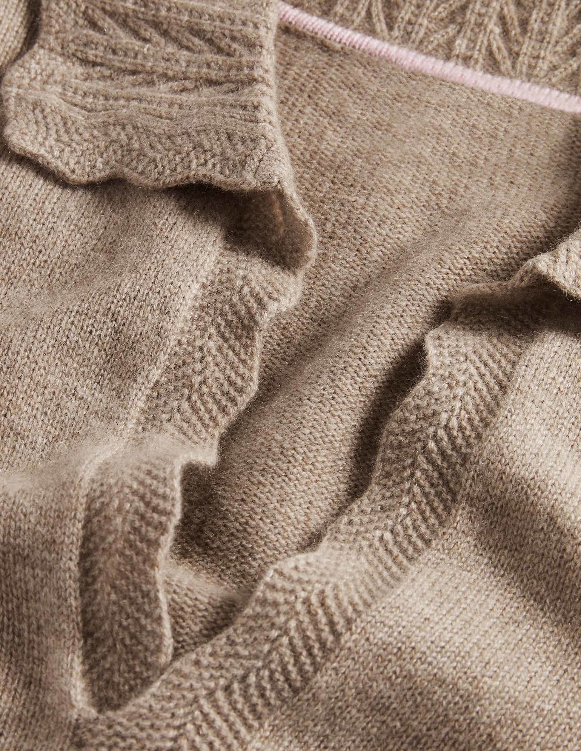 Kaschmirpullover mit Kragendetail-Nerzbraun Melange-6