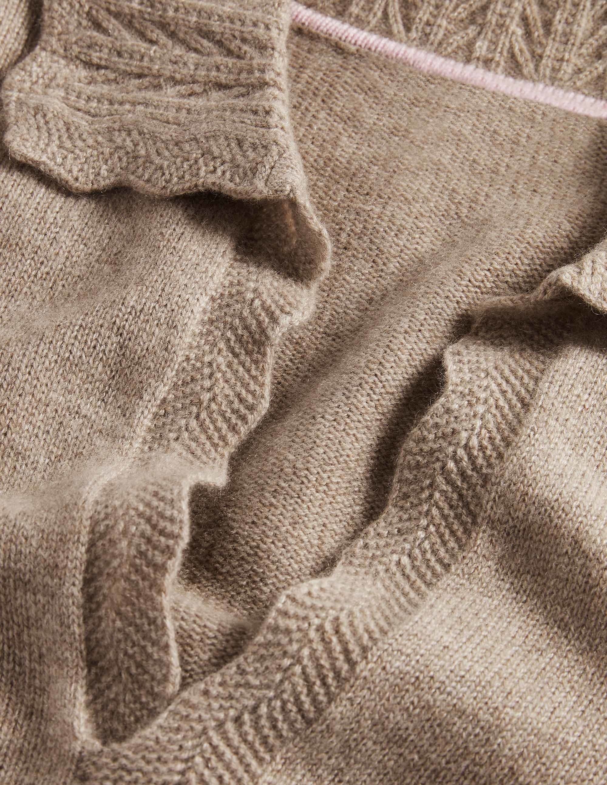 Kaschmirpullover mit Kragendetail-Nerzbraun Melange - Image 6