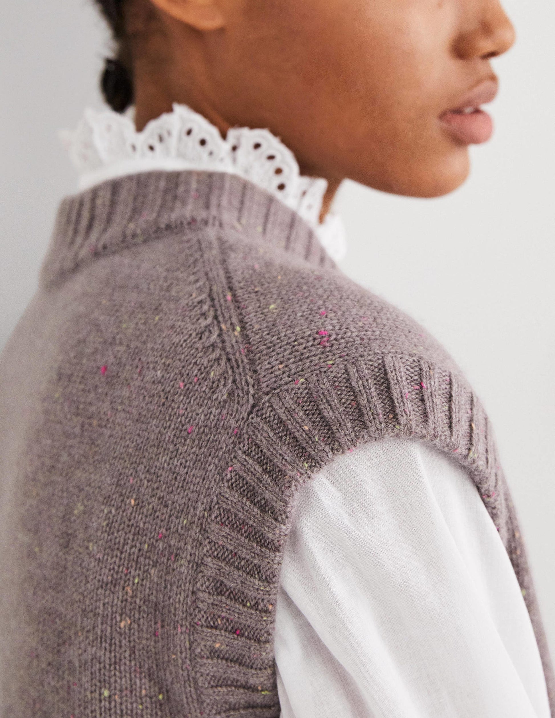Pullunder aus dickem Kaschmir mit Rundhalsausschnitt-Grau, Bunte Farbsprenkel-2