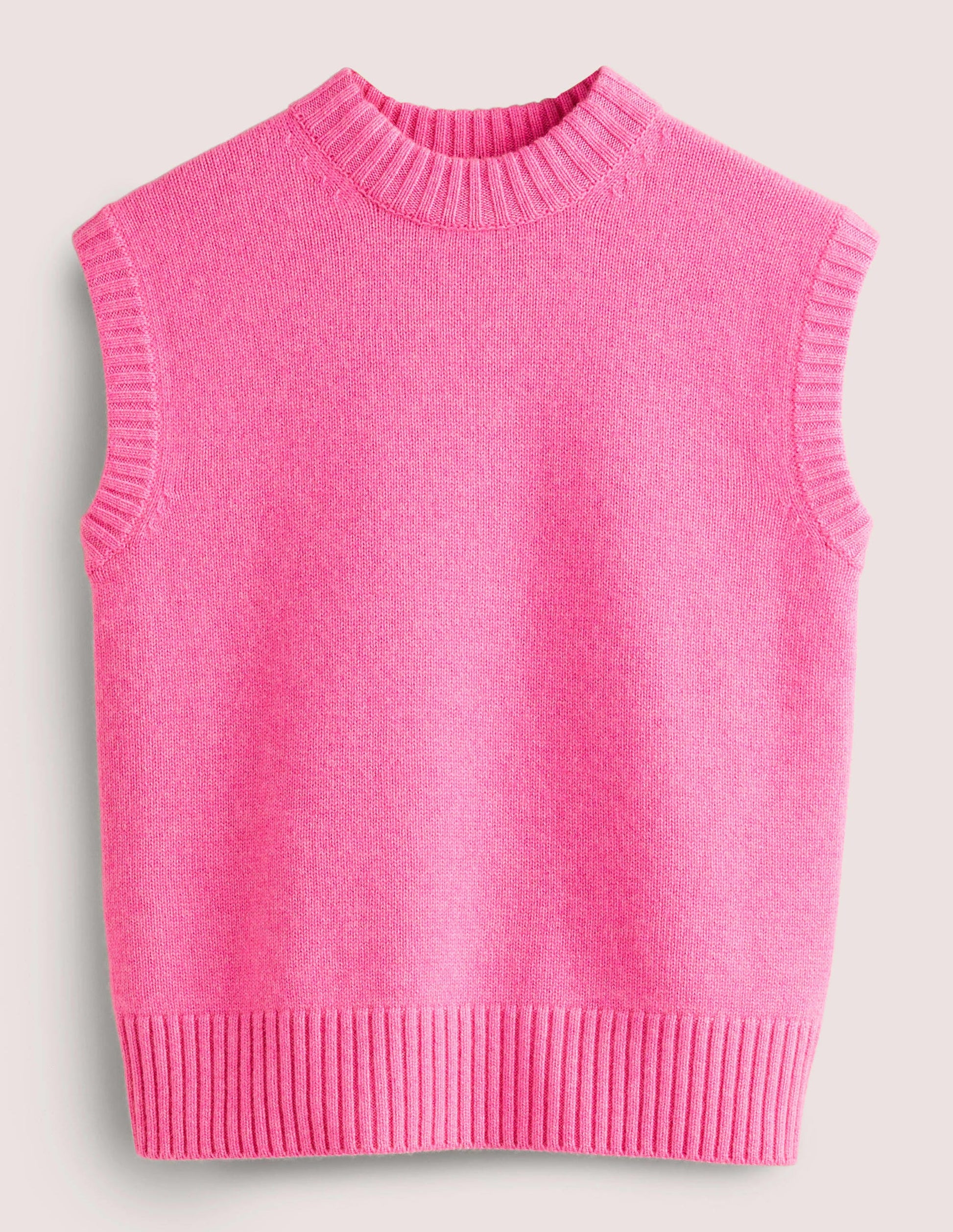 Chunky Cashmere Crew Neck Tank-Cherry Blossom Melange-8
