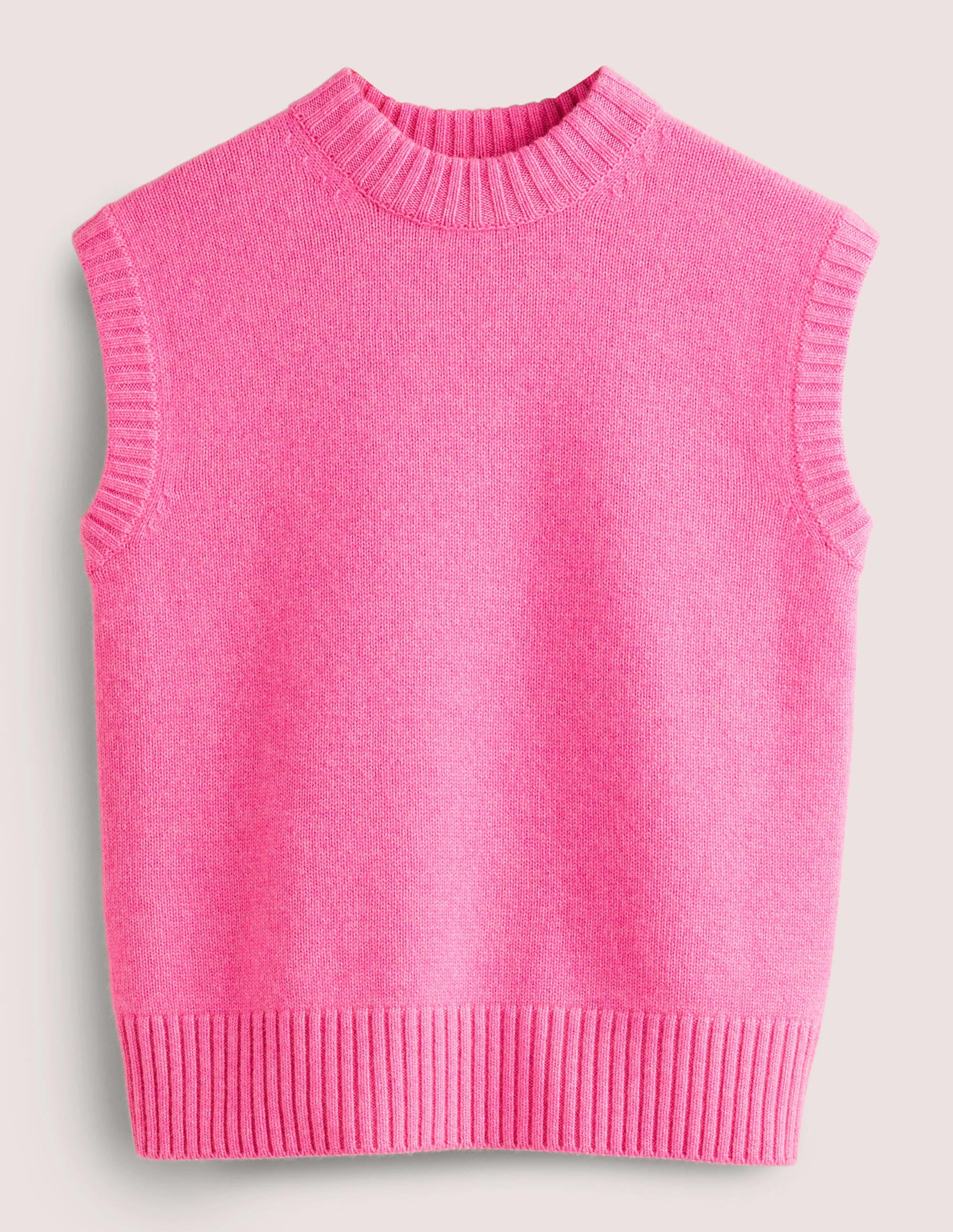 Chunky Cashmere Crew Neck Tank-Cherry Blossom Melange - Image 8
