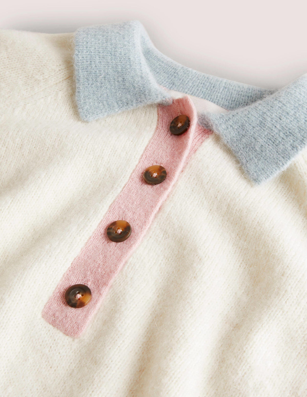 Flauschiger Henley-Pullover-Naturweiß/Surfblau - Image 6