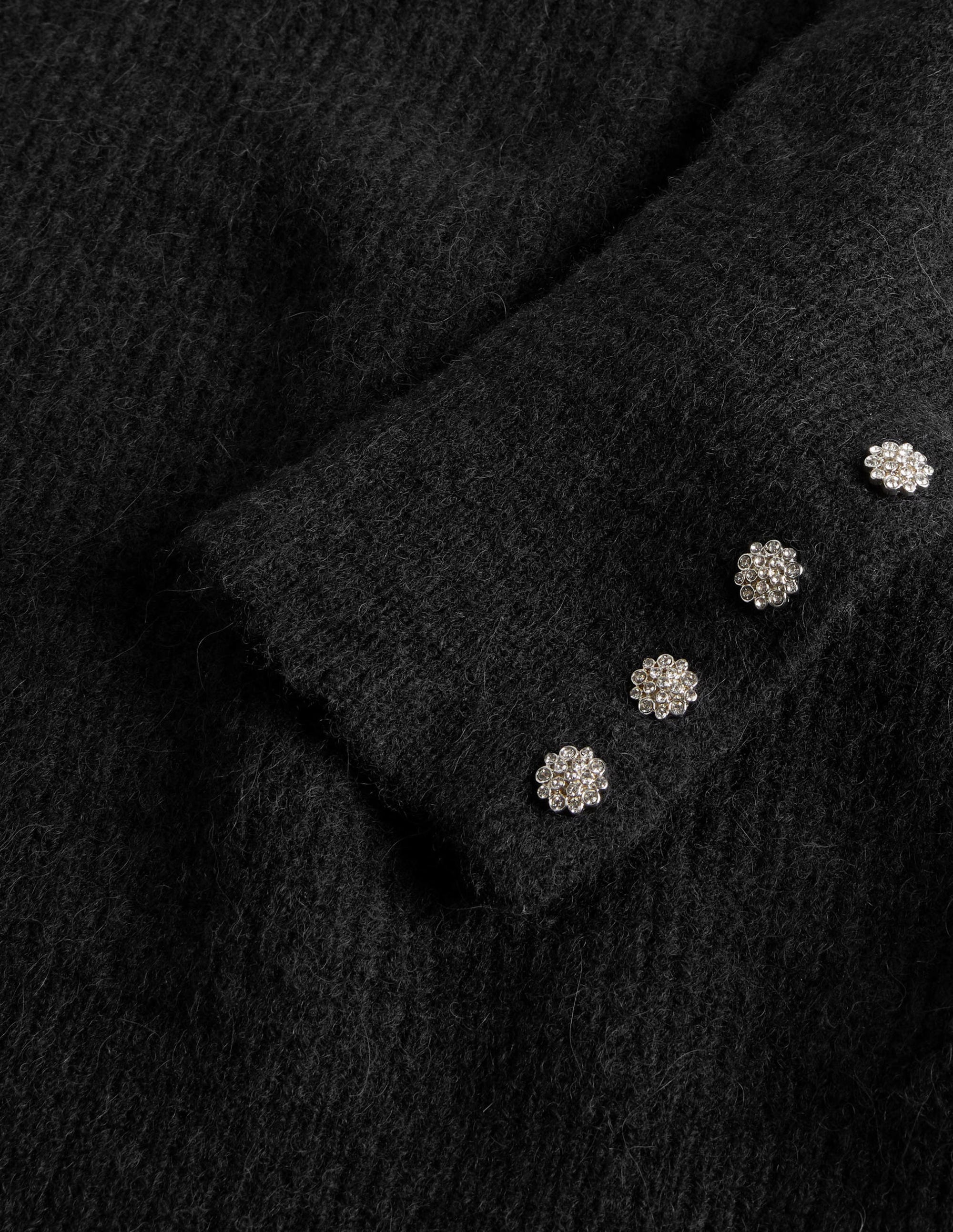 Black Jewel Button Fluffy Jumper-Noir - Image 7