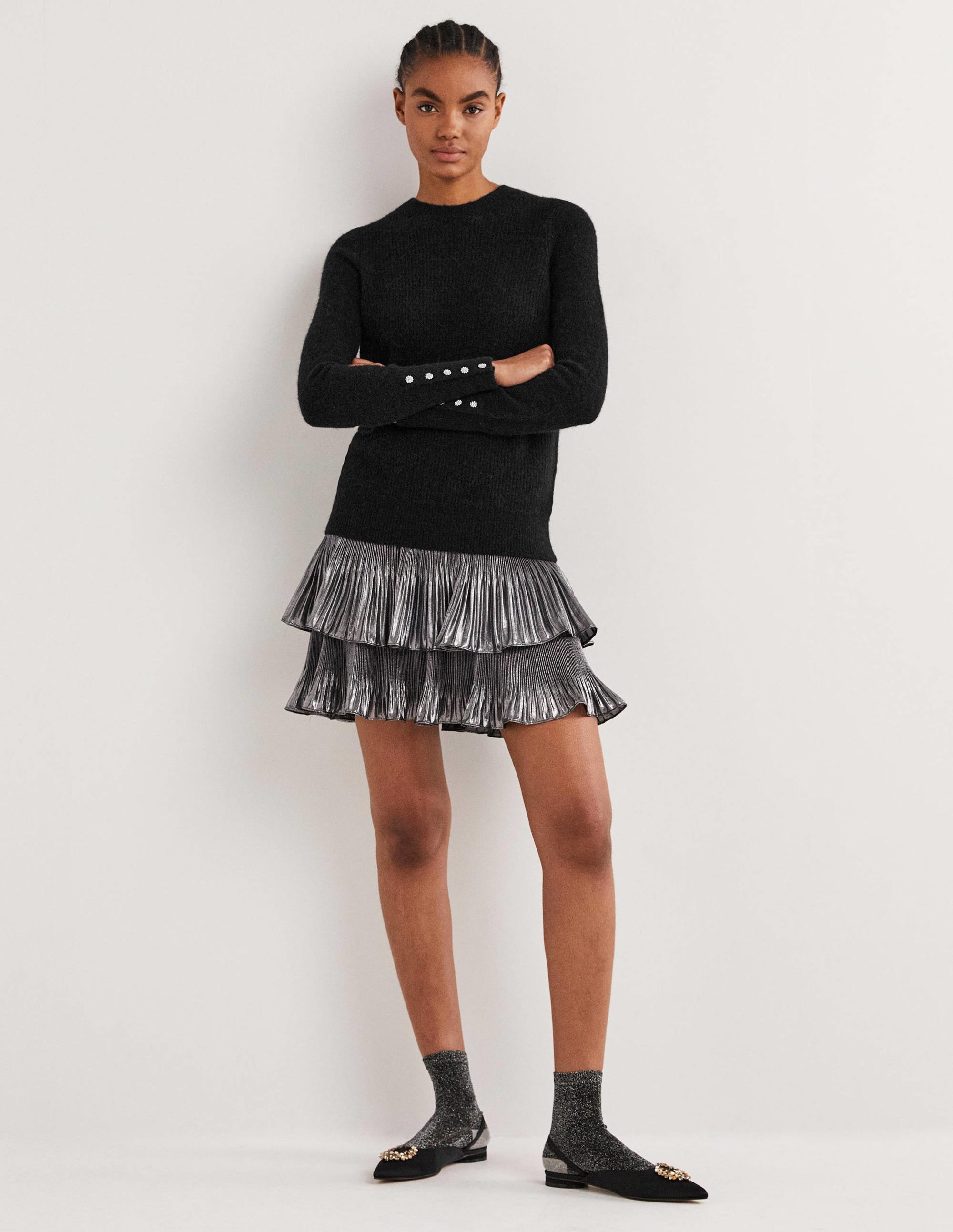 Black Jewel Button Fluffy Jumper-Noir - Image 4