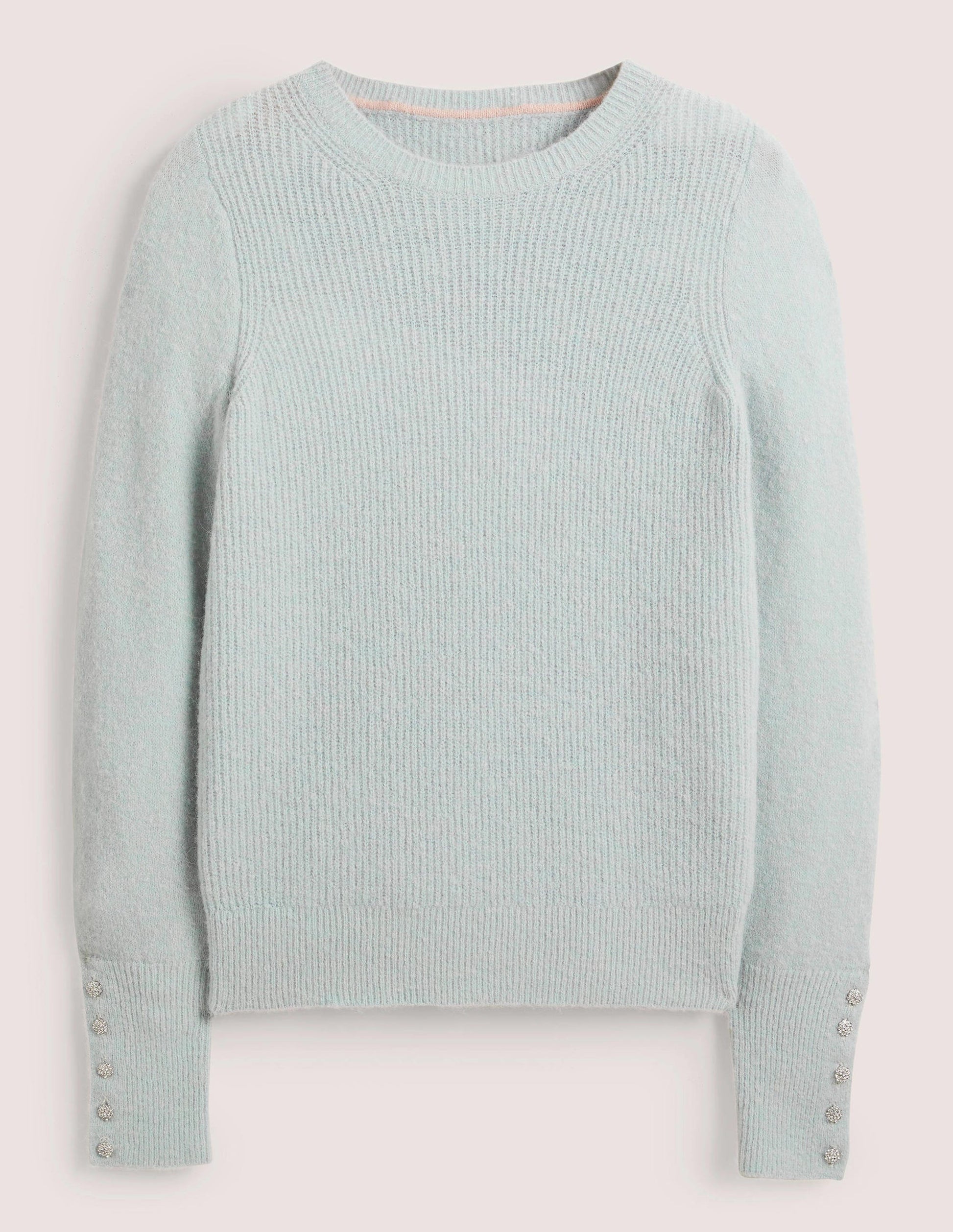 Pull duveteux à boutons ornementés-Bleu surf-5