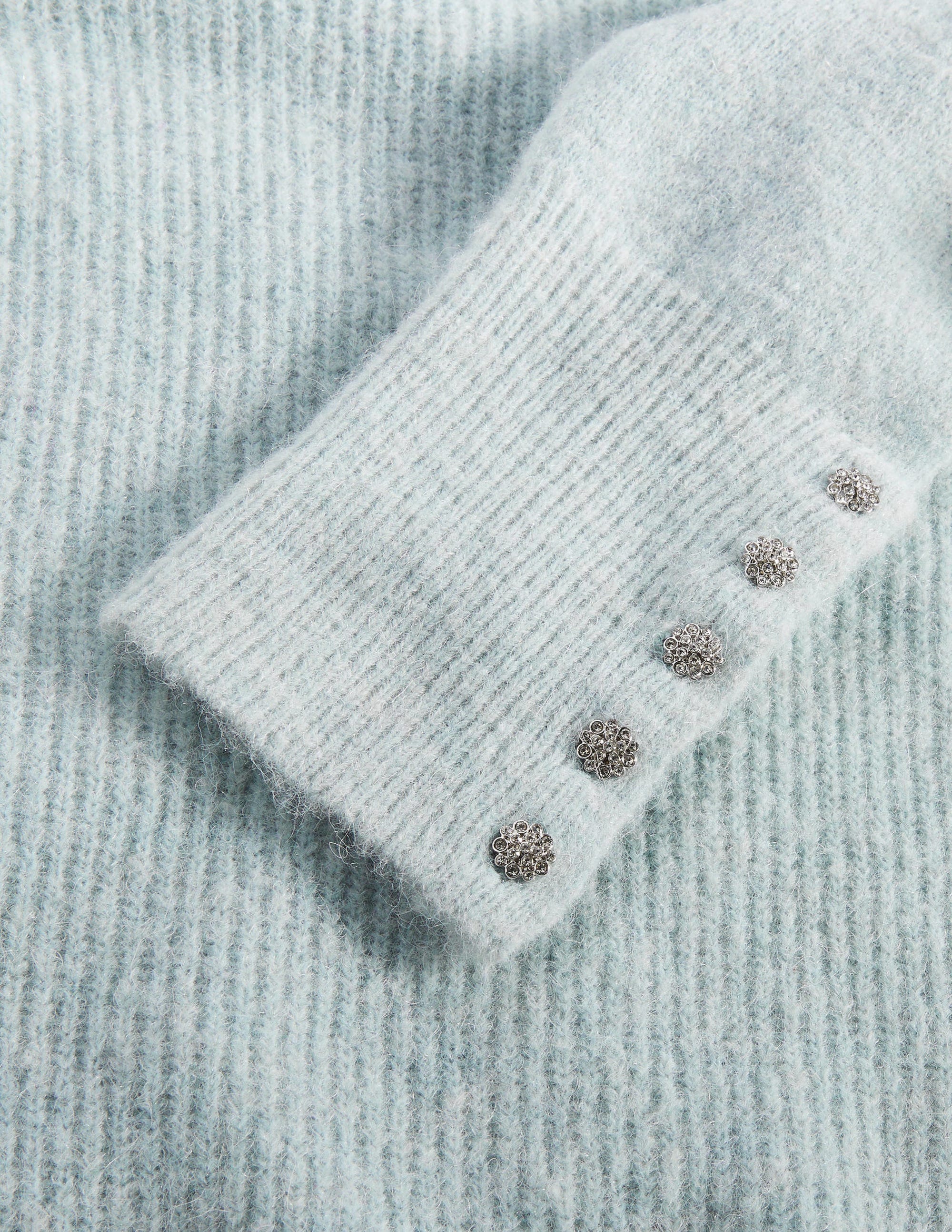 Pull duveteux à boutons ornementés-Bleu surf - Image 6