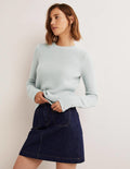 Pull duveteux à boutons ornementés-Bleu surf