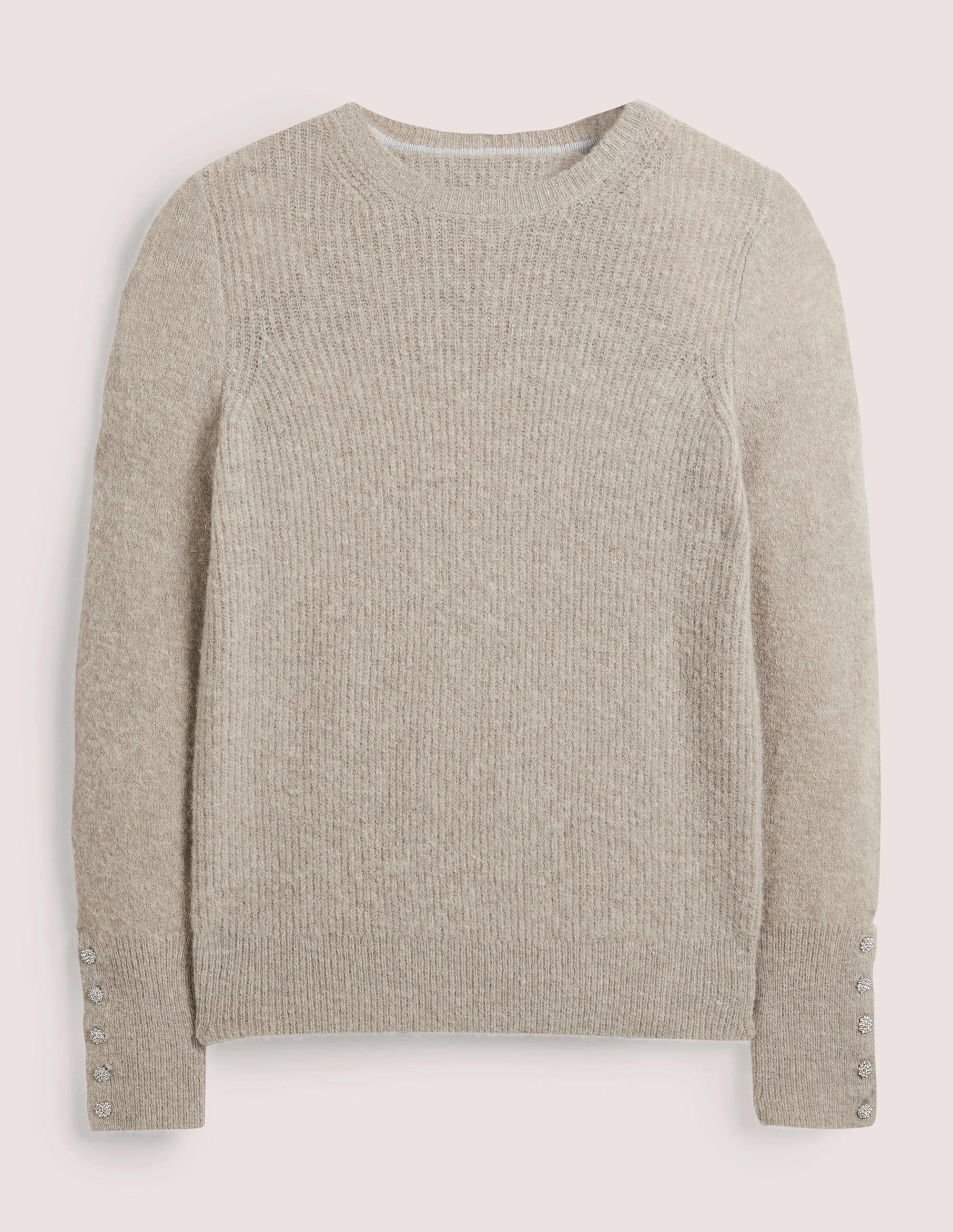 Pull duveteux à boutons ornementés-Taupe chiné - Image 6