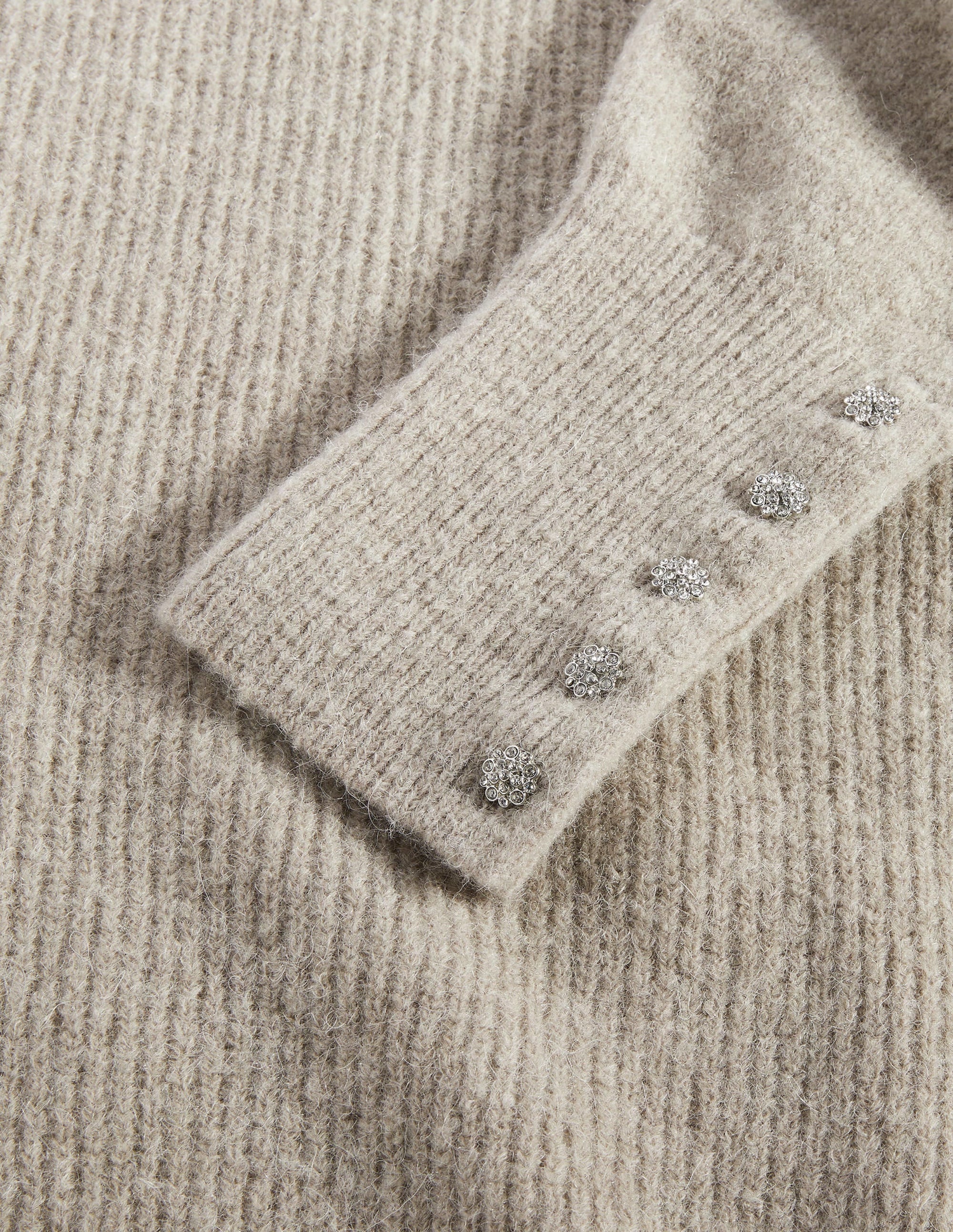 Pull duveteux à boutons ornementés-Taupe chiné - Image 7