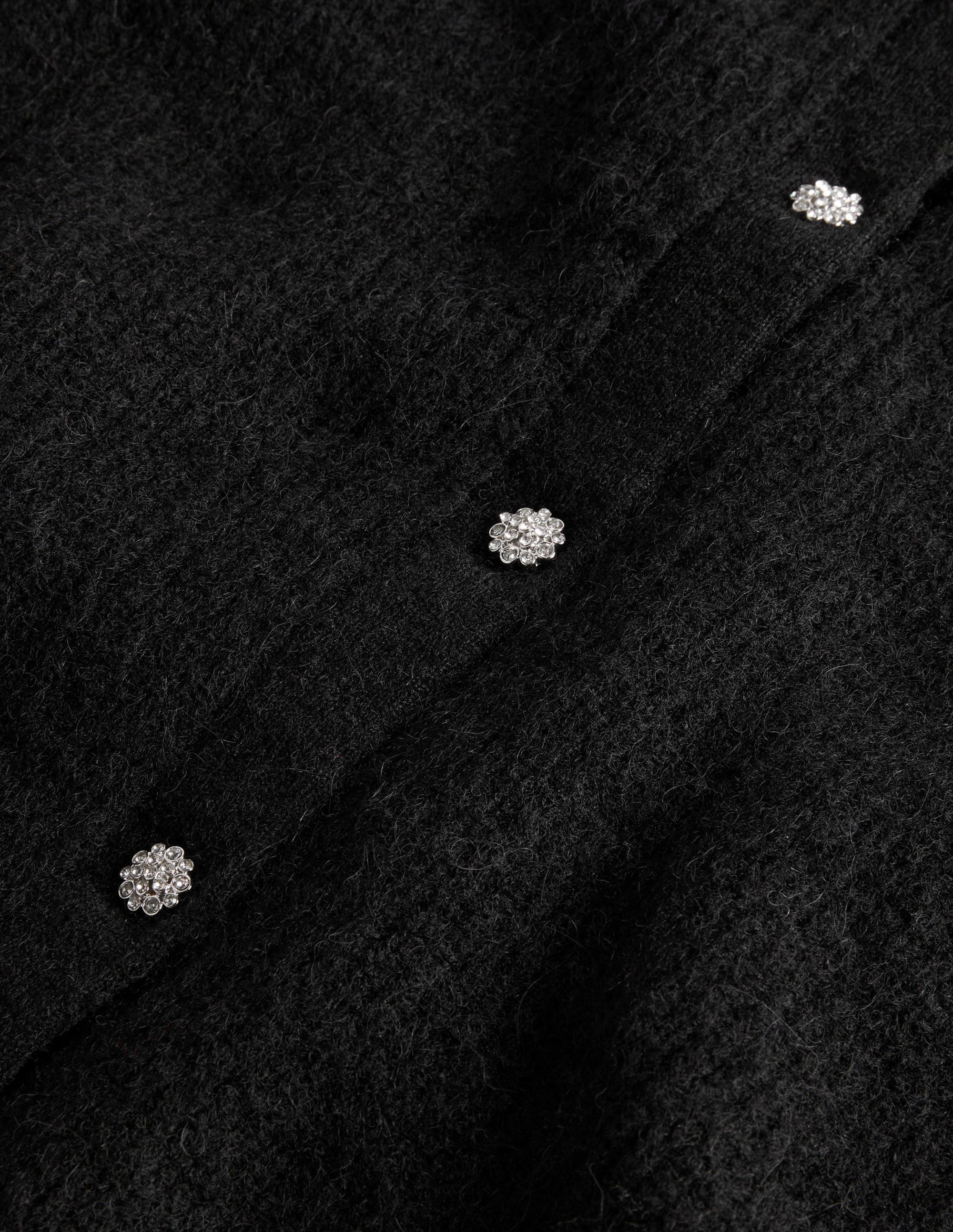 Gilet duveteux à boutons ornementés-Noir - Image 6