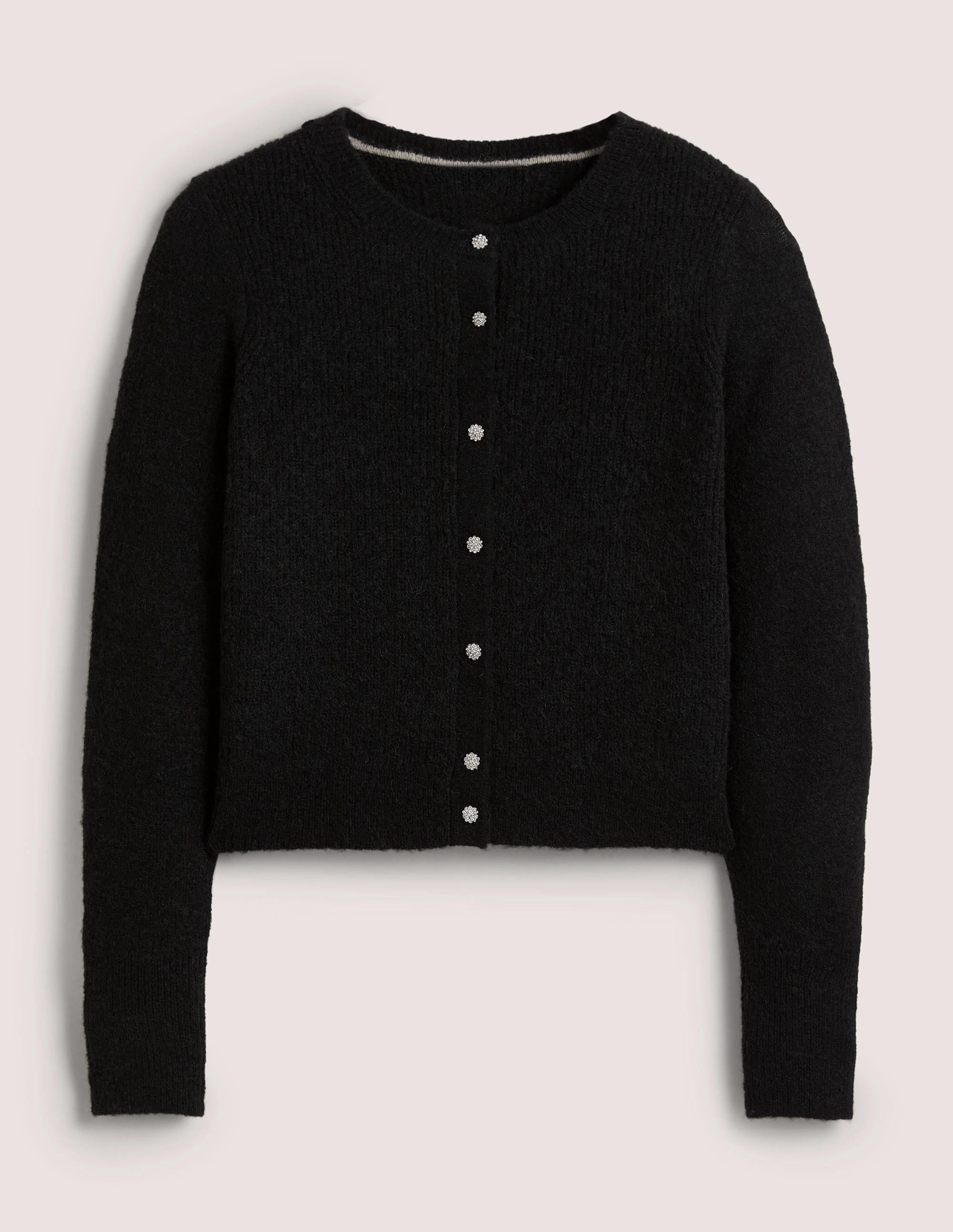 Gilet duveteux à boutons ornementés-Noir - Image 7