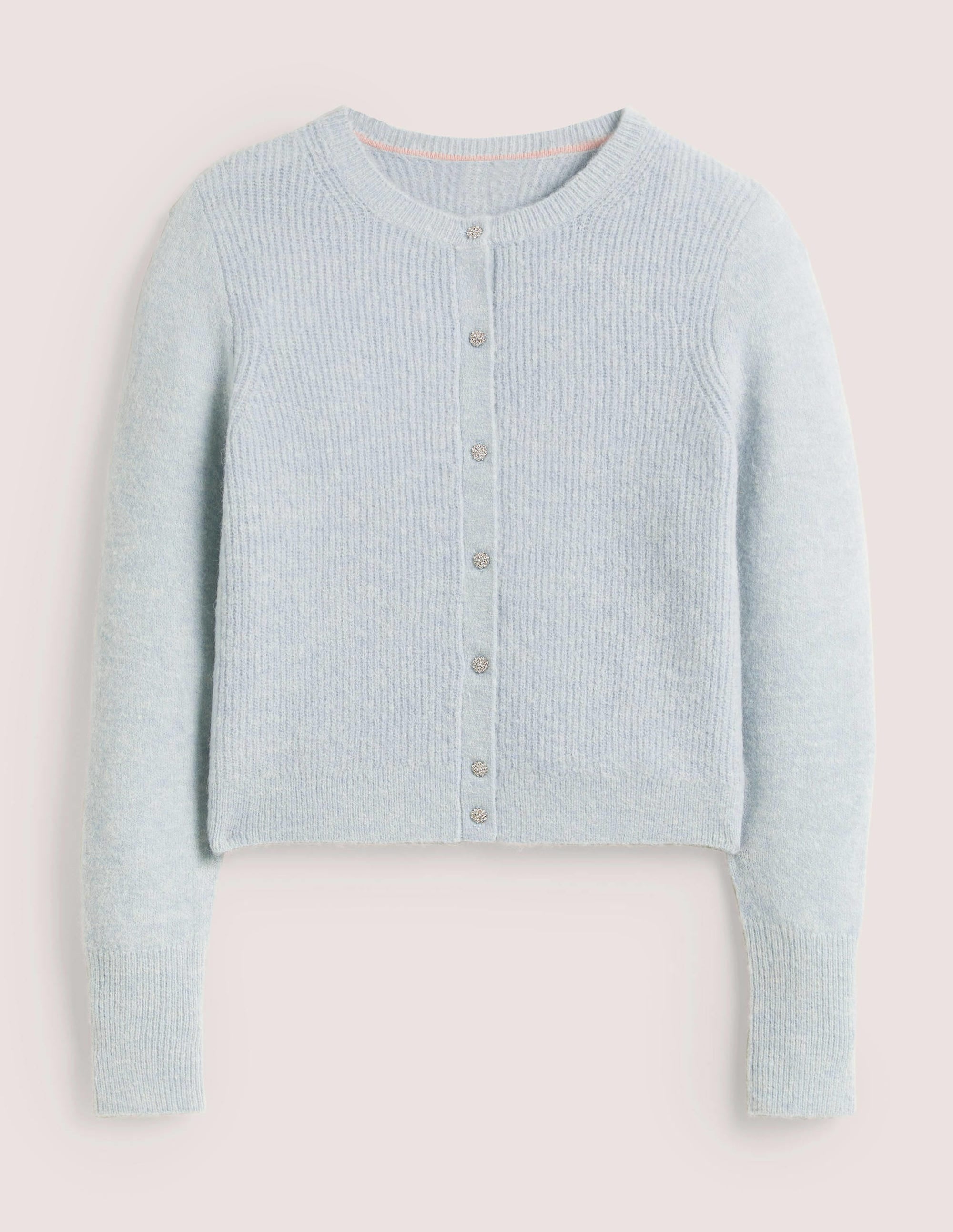 Gilet duveteux à boutons ornementés-Bleu surf - Image 7