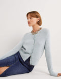 Gilet duveteux à boutons ornementés-Bleu surf