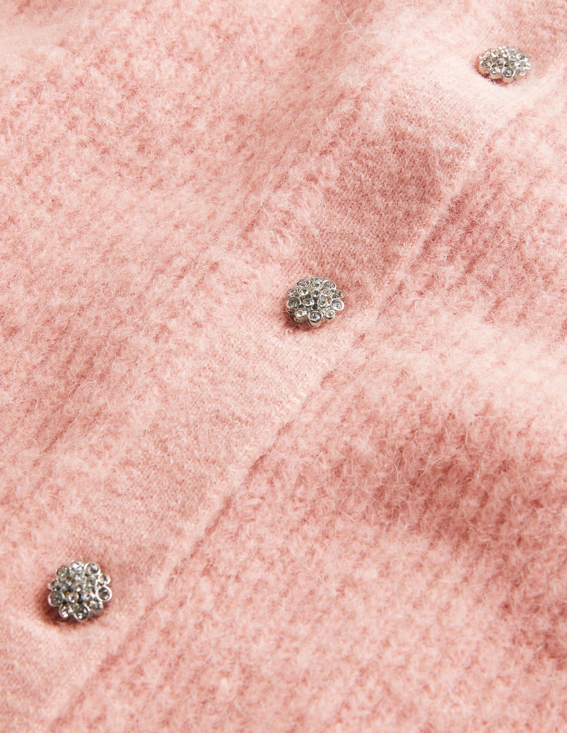 Gilet duveteux à boutons ornementés-Glaçage rose-5