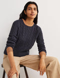 Flauschiger Pullover mit Glitzerzopftrick-Navy, Goldglitzer