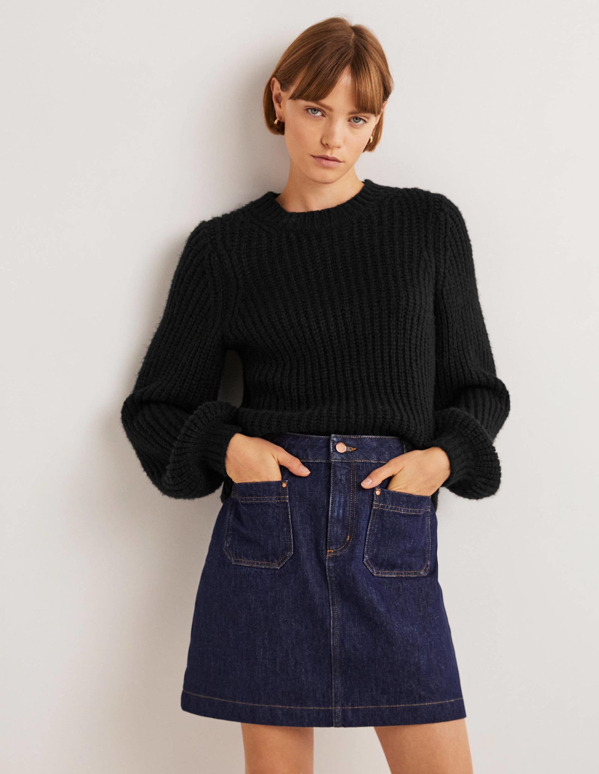 Pull côtelé épais-Noir - Image 1