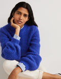 Pullover aus Grobrippstrick-Kobaltblau