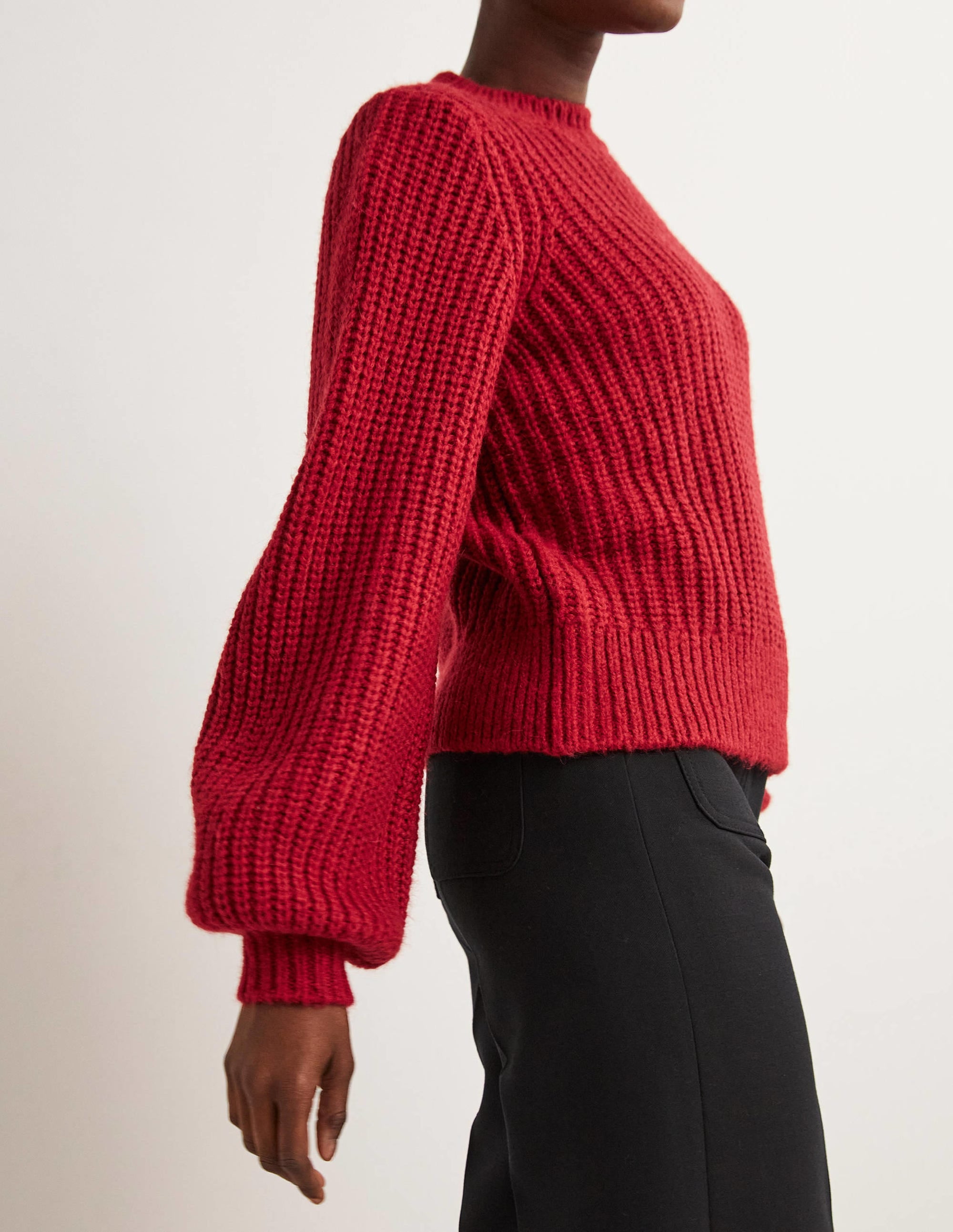 Pull côtelé épais-Rouge rubis - Image 4