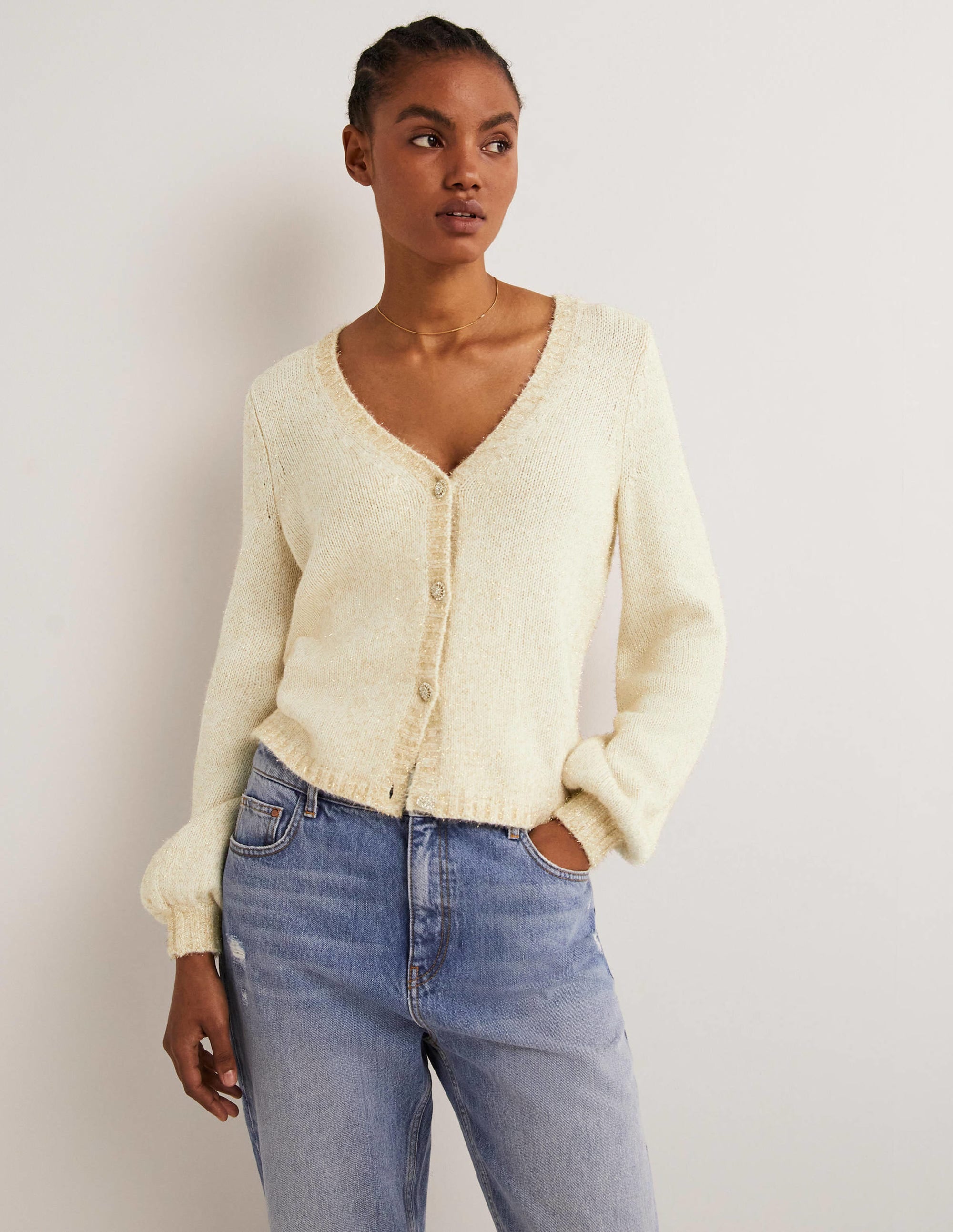 Gilet duveteux métallisé-Ivoire, doré - Image 1