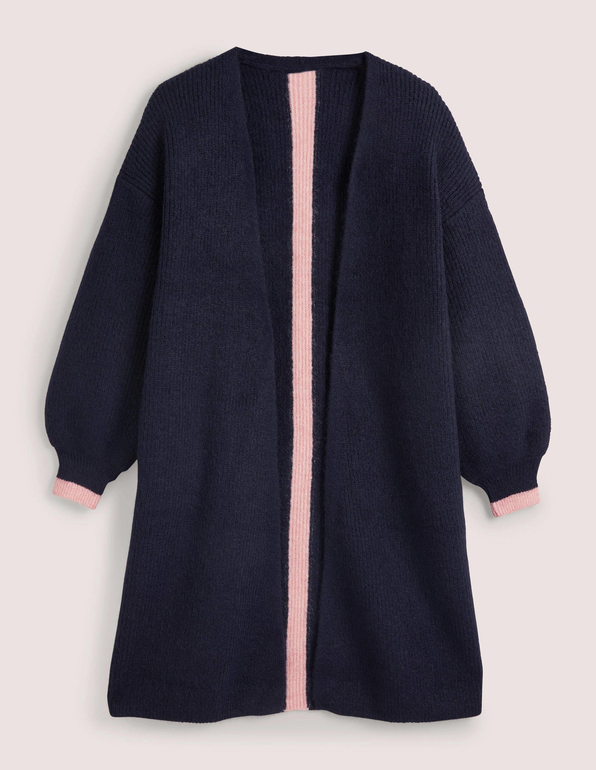 Flauschiger langer Cardigan-Navy, Eisrosa-6