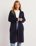 Flauschiger langer Cardigan-Navy, Eisrosa