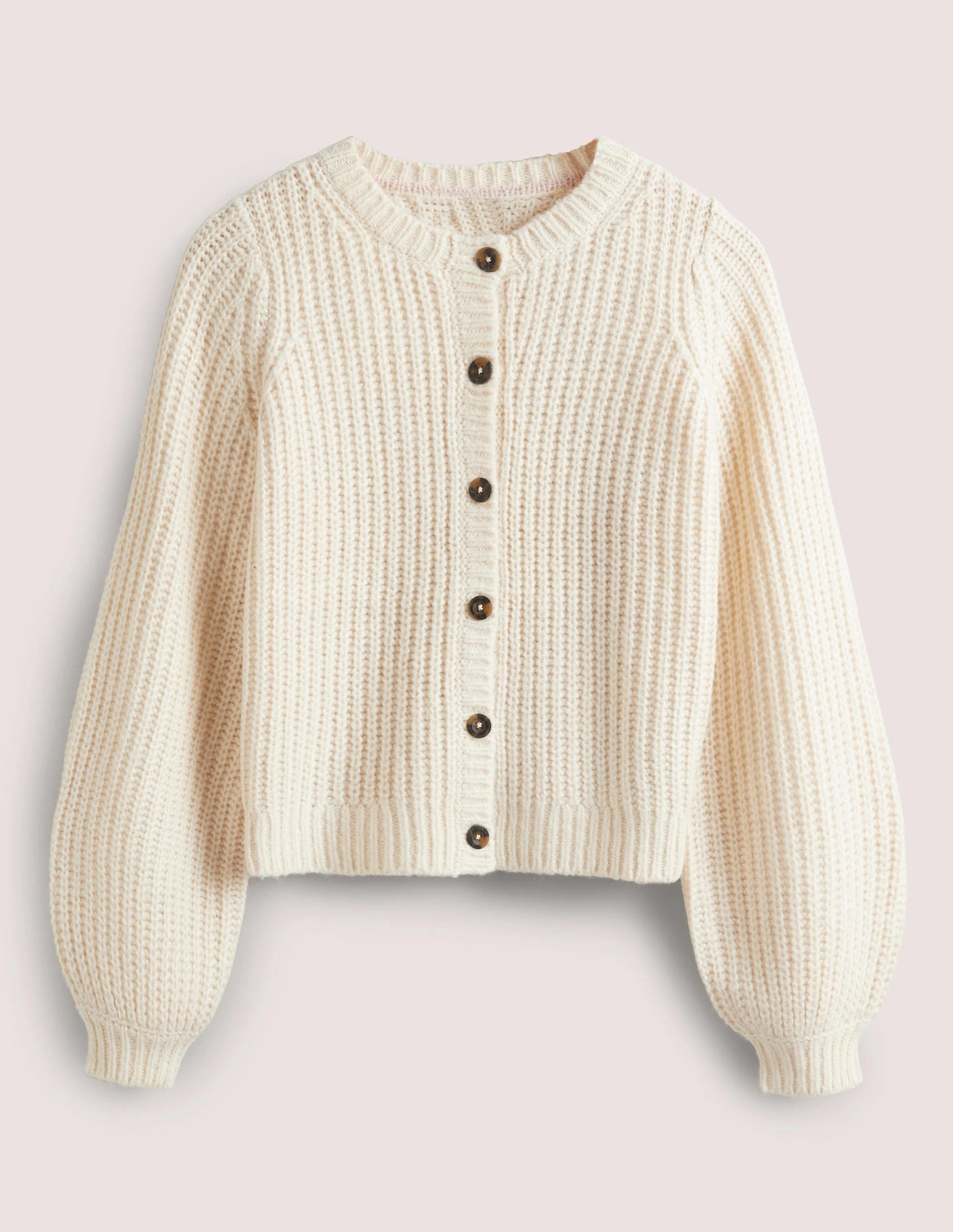 Cream Chunky Ribbed Fluffy Cardigan-Warmes Naturweiß - Image 6