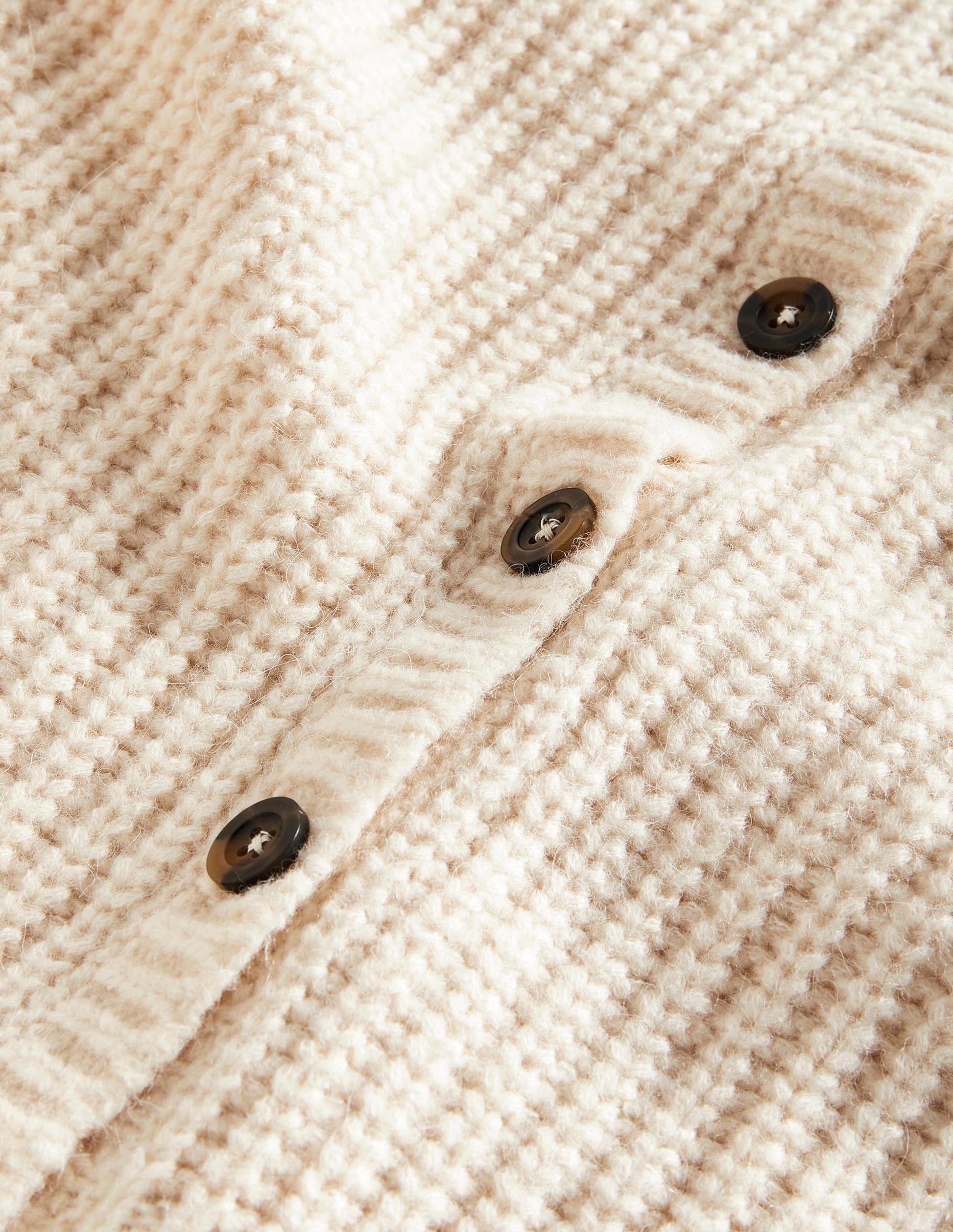 Cream Chunky Ribbed Fluffy Cardigan-Warmes Naturweiß-7