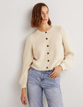 Cream Chunky Ribbed Fluffy Cardigan-Warmes Naturweiß
