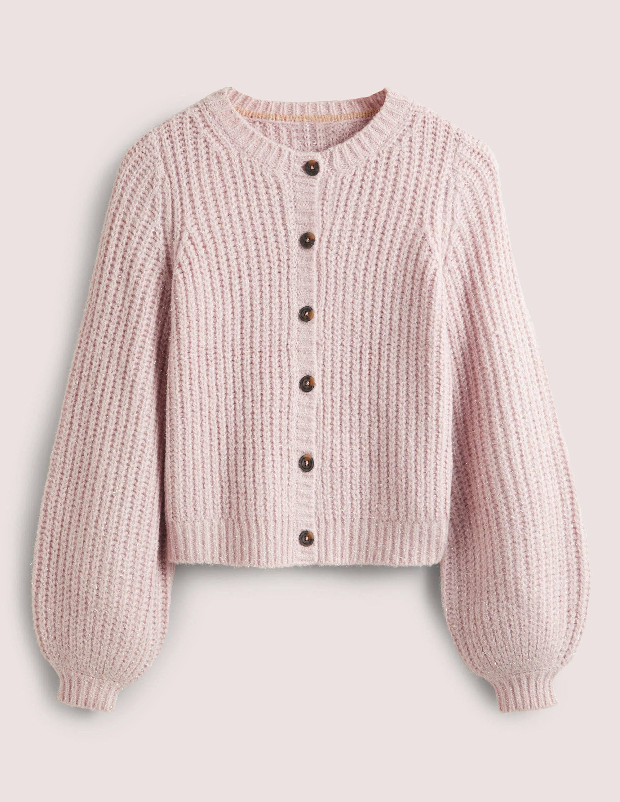 Light Pink Chunky Ribbed Fluffy Cardigan-Cameo Pink Sparkle - Image 5