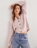Light Pink Chunky Ribbed Fluffy Cardigan-Cameo Pink Sparkle