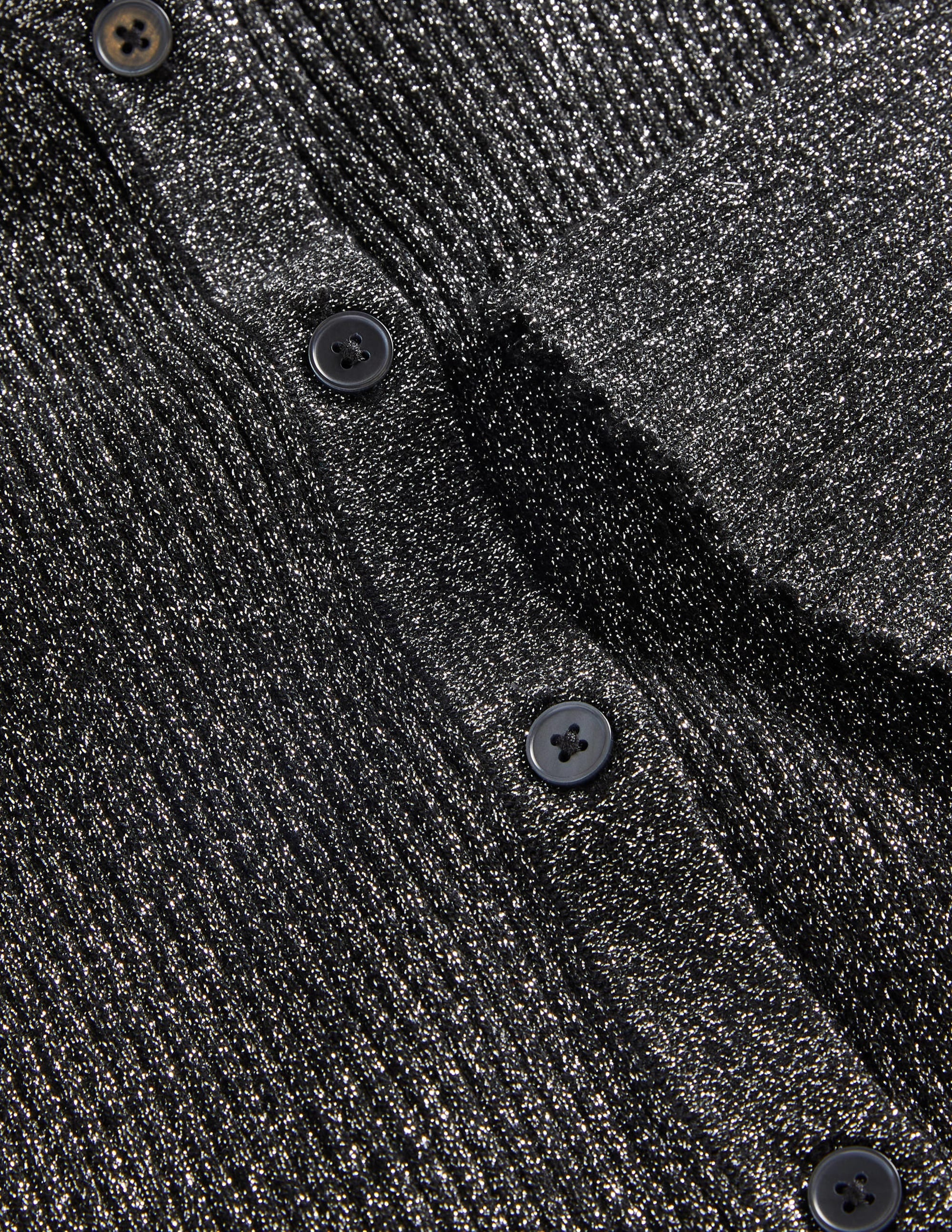 Black Ribbed Metallic Cardigan-Argenté, noir - Image 6