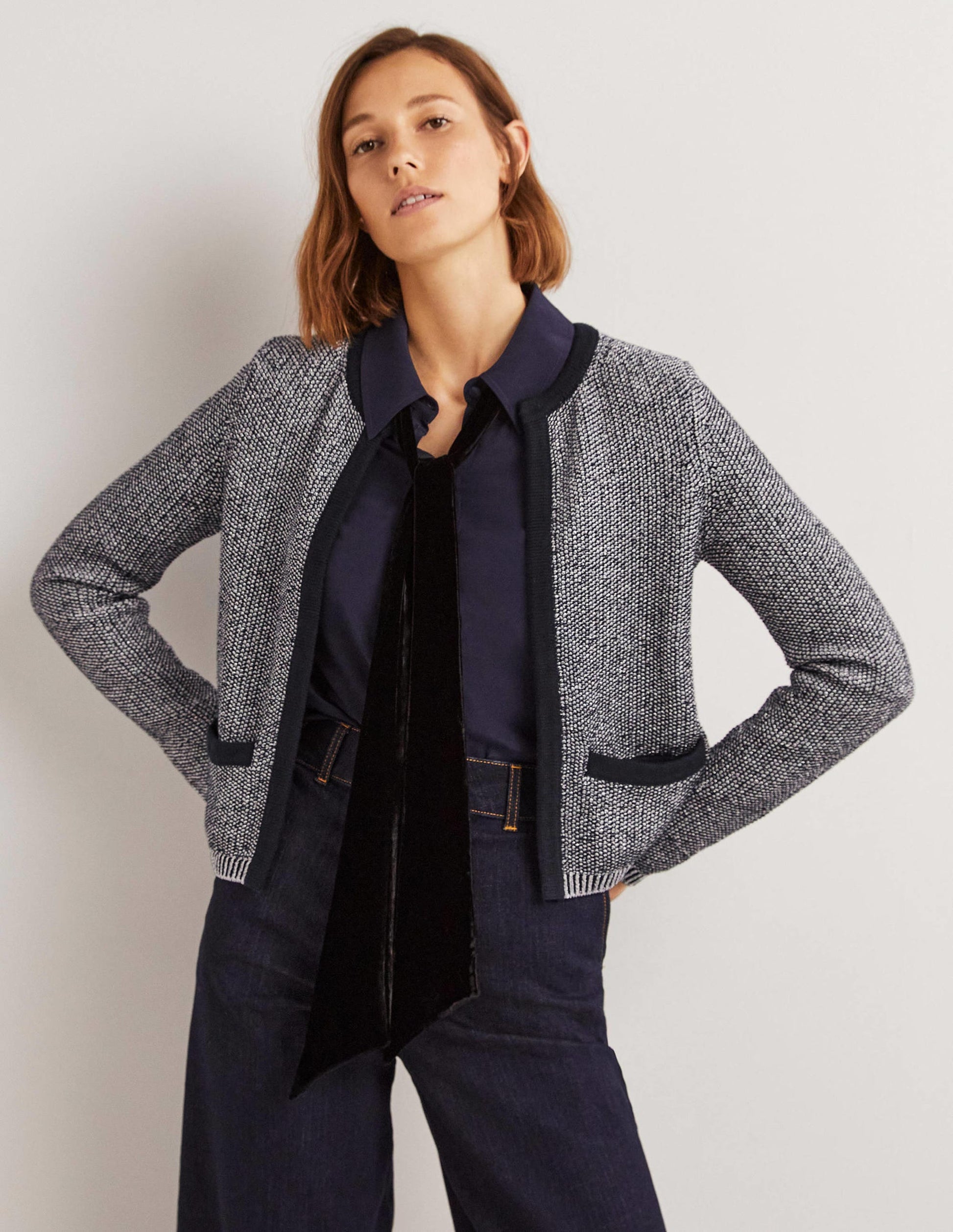 Gilet métallisé et rayé-Bleu marine, argenté métallisé-4