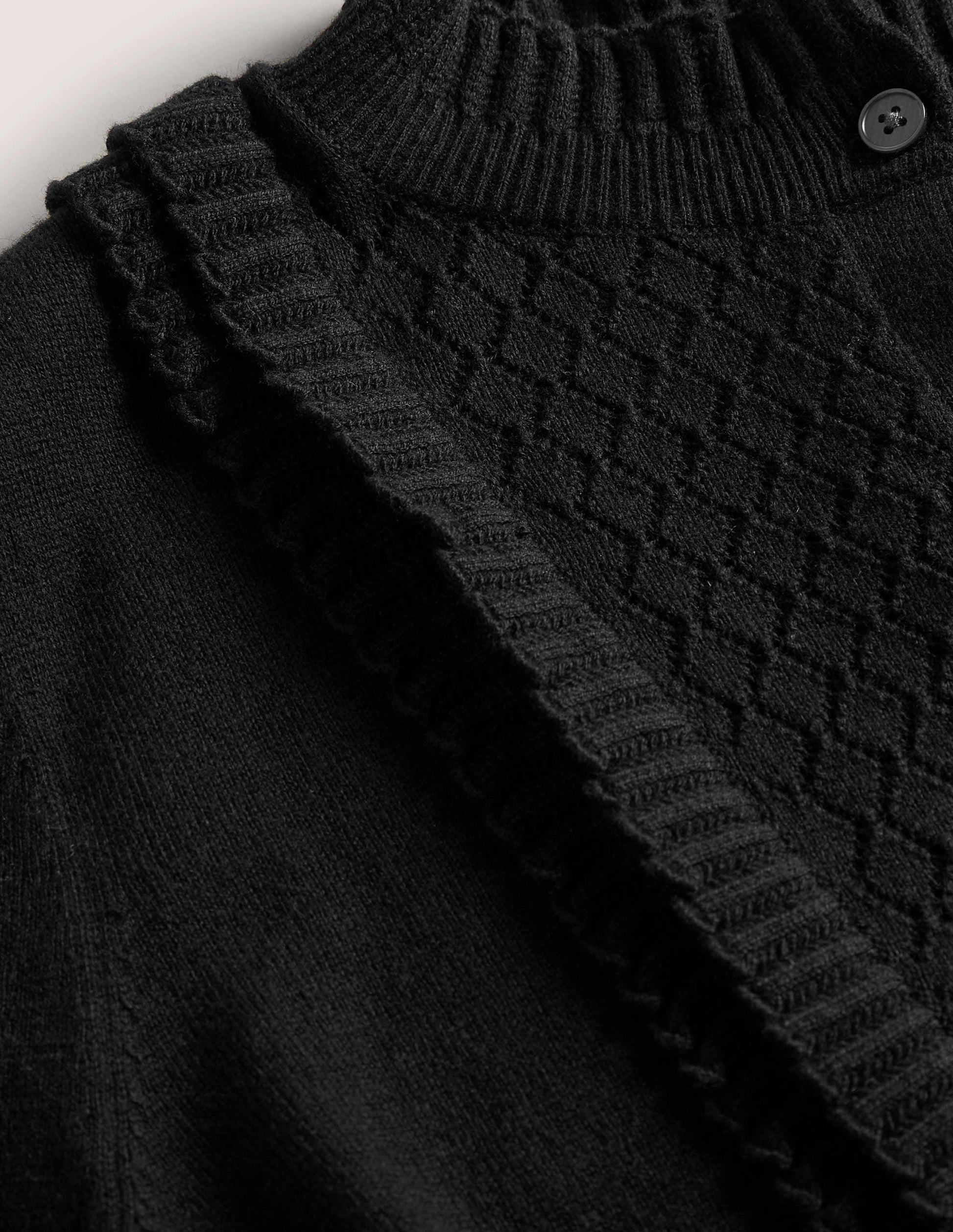 Gerüschter Pointelle-Cardigan-Schwarz-9