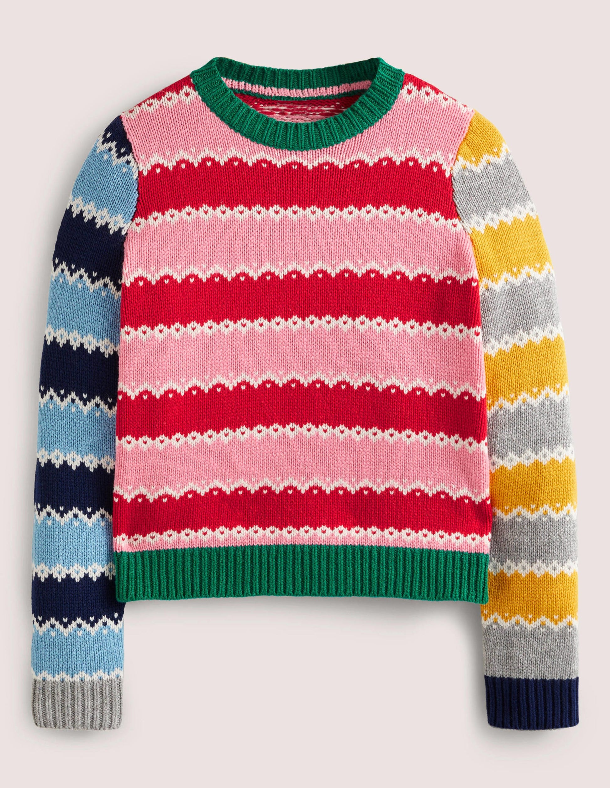 Grobgestrickter weihnachtlicher Pullover-Bunt Gestreift, Mustermix-6