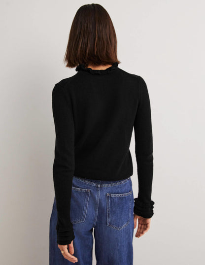 Pullover mit Rüschenlagen-Schwarz