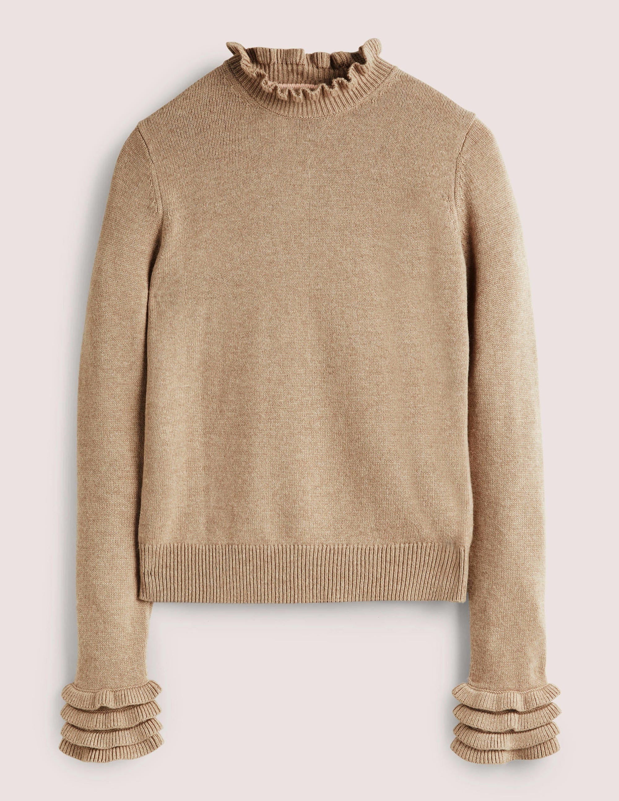 Pull volanté effet superposé-Taupe foncé chiné - Image 5