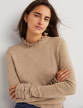 Pull volanté effet superposé-Taupe foncé chiné