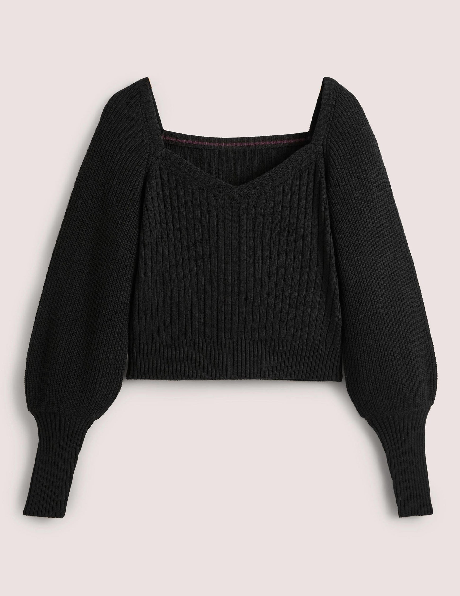 Pull manches blousantes avec encolure en cœur-Noir-5