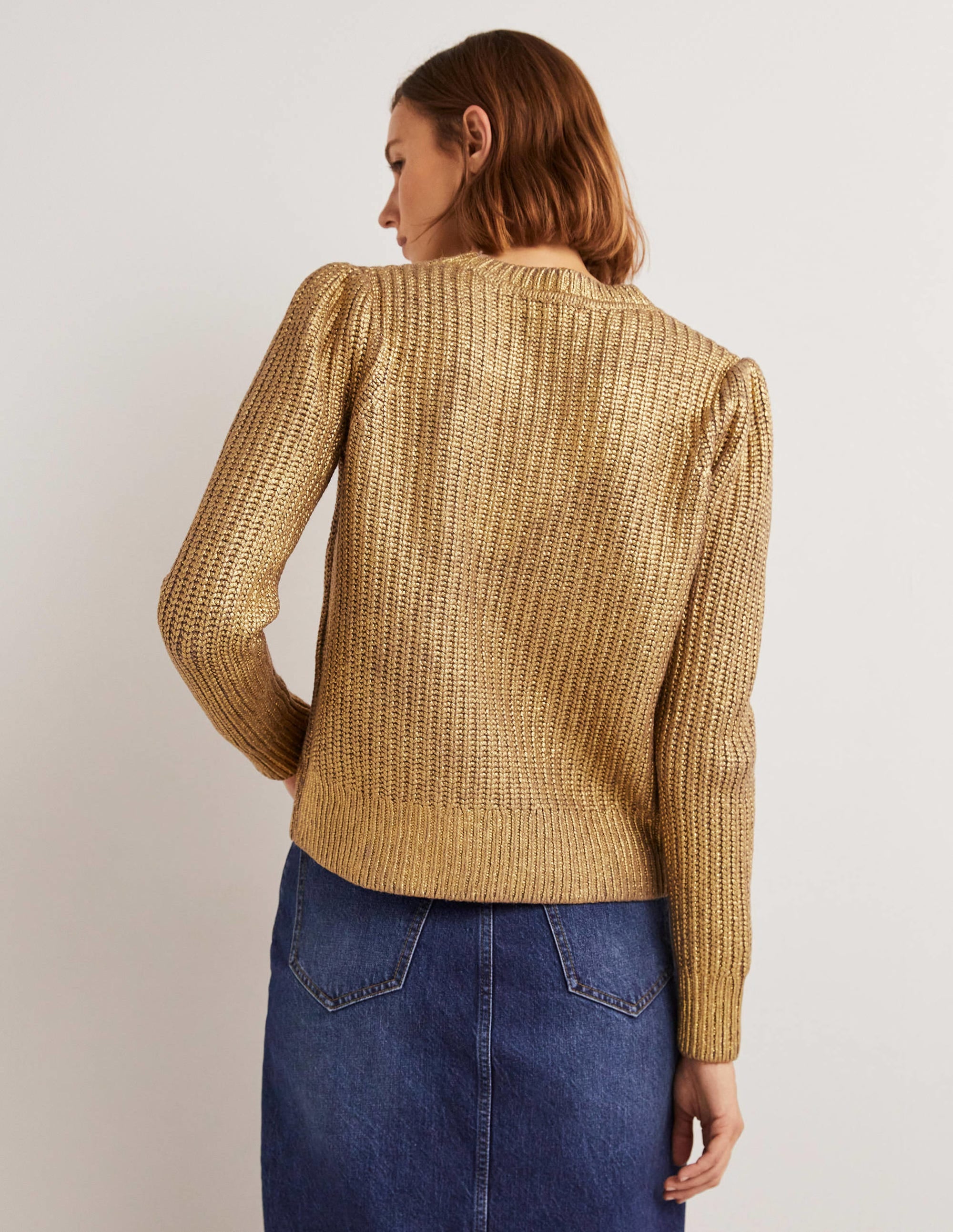 Goldener Rippstrickpullover-Goldfolie - Image 3