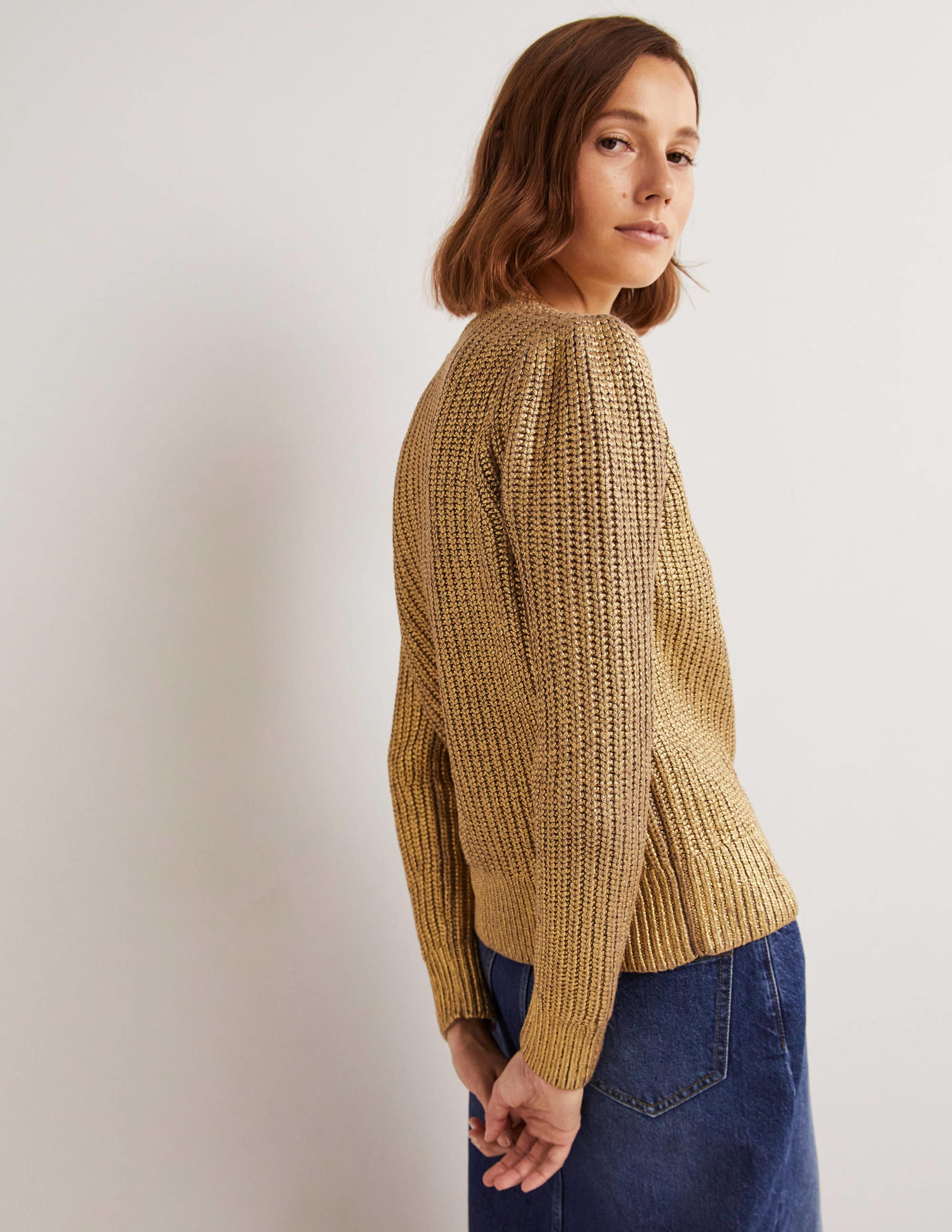 Goldener Rippstrickpullover-Goldfolie - Image 4