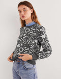 Jacquard-Pullover mit Feuerwerkmuster-Anthrazit, Blumenfeuerwerk