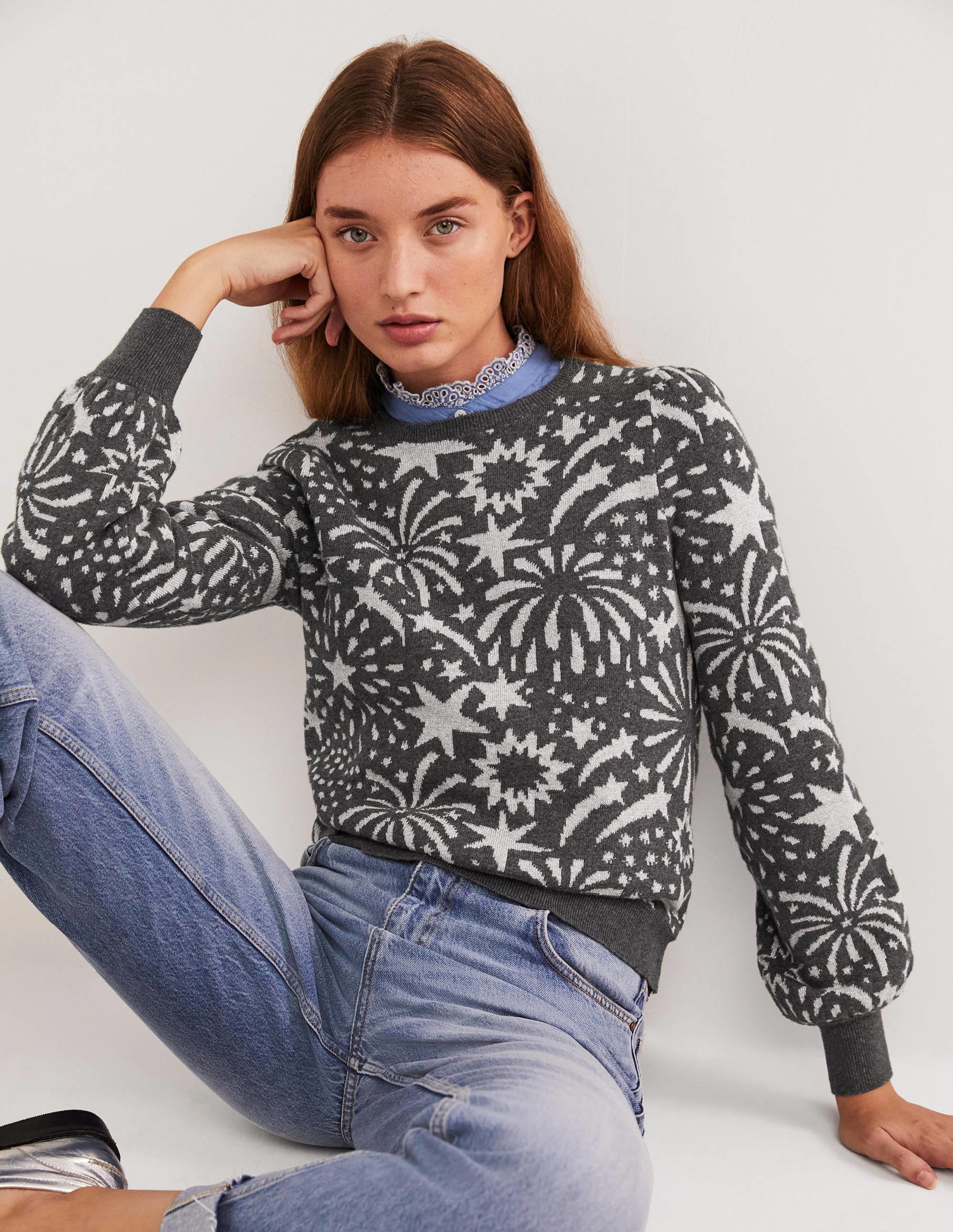 Jacquard-Pullover mit Feuerwerkmuster-Anthrazit, Blumenfeuerwerk - Image 4