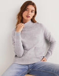 Pull en cachemire à col montant-Ivoire, motif Nep multi