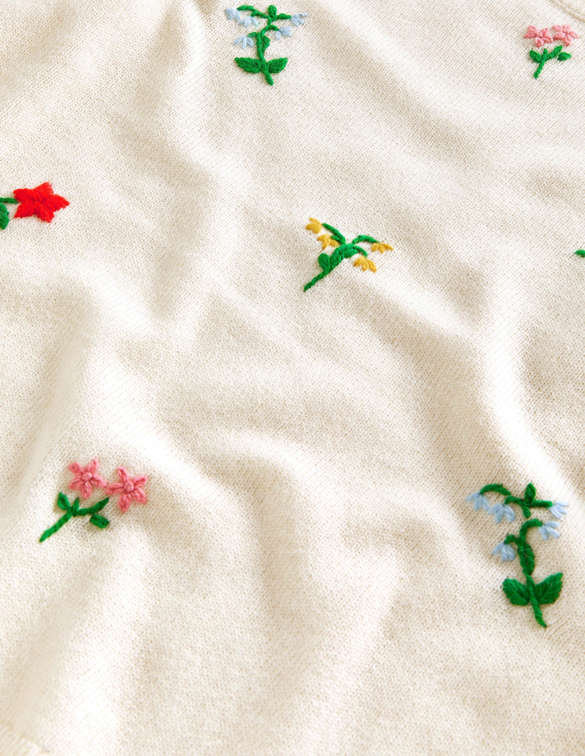 Embroidered Knitted Jumper-Warm Ivory, Flower Embroidery - Image 5