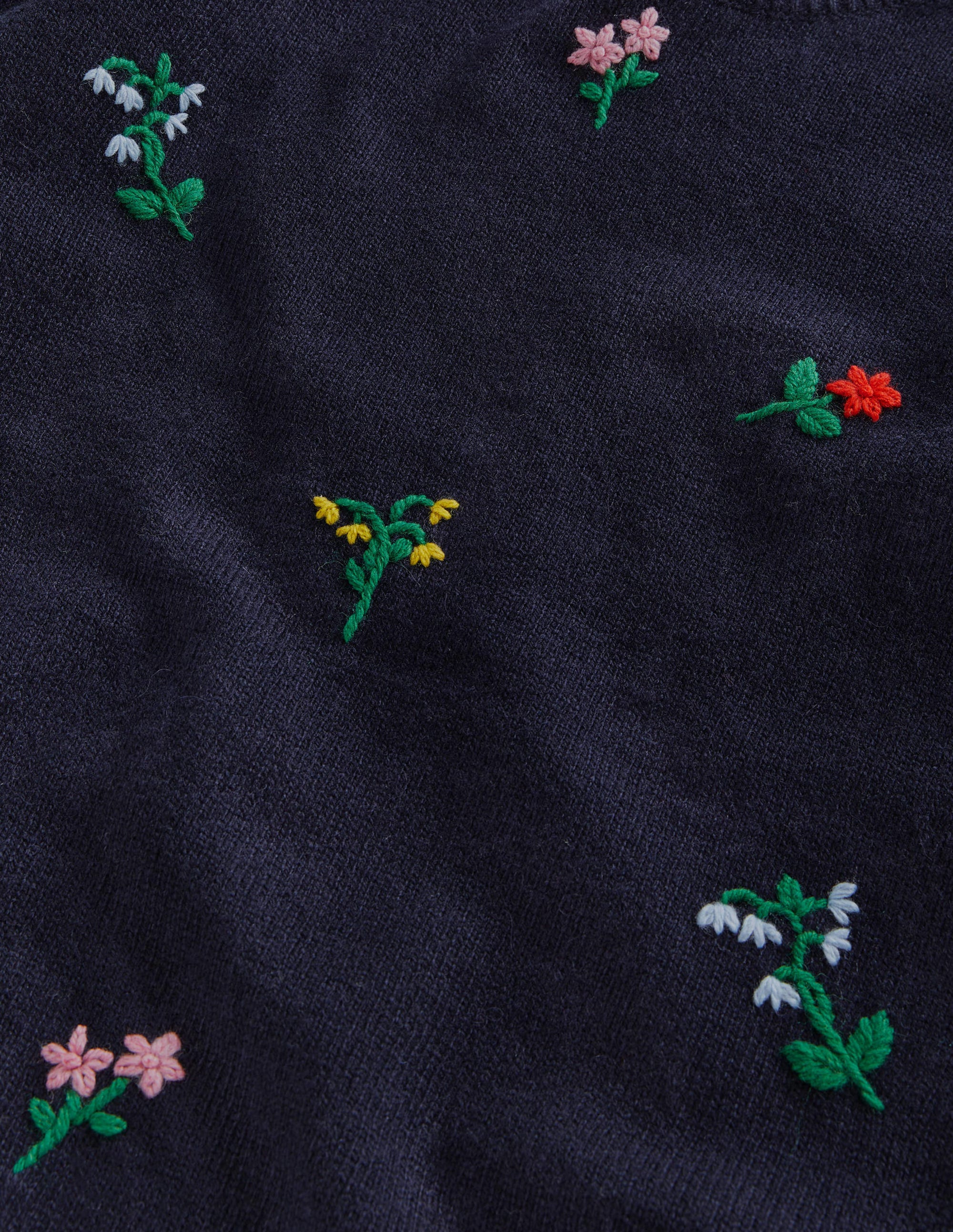 Embroidered Knitted Jumper-Navy, Flower Embroidery - Image 6