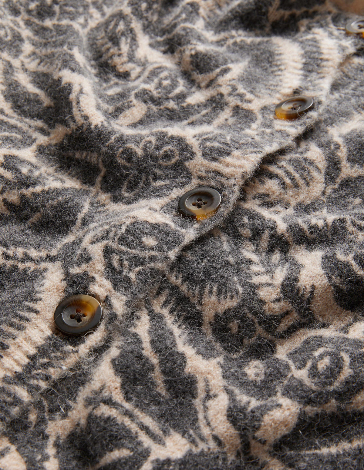 Gemusterter flauschiger Cardigan-Mausgrau/Schwarz, Garten-6