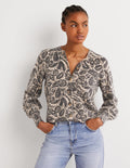 Gemusterter flauschiger Cardigan-Mausgrau/Schwarz, Garten